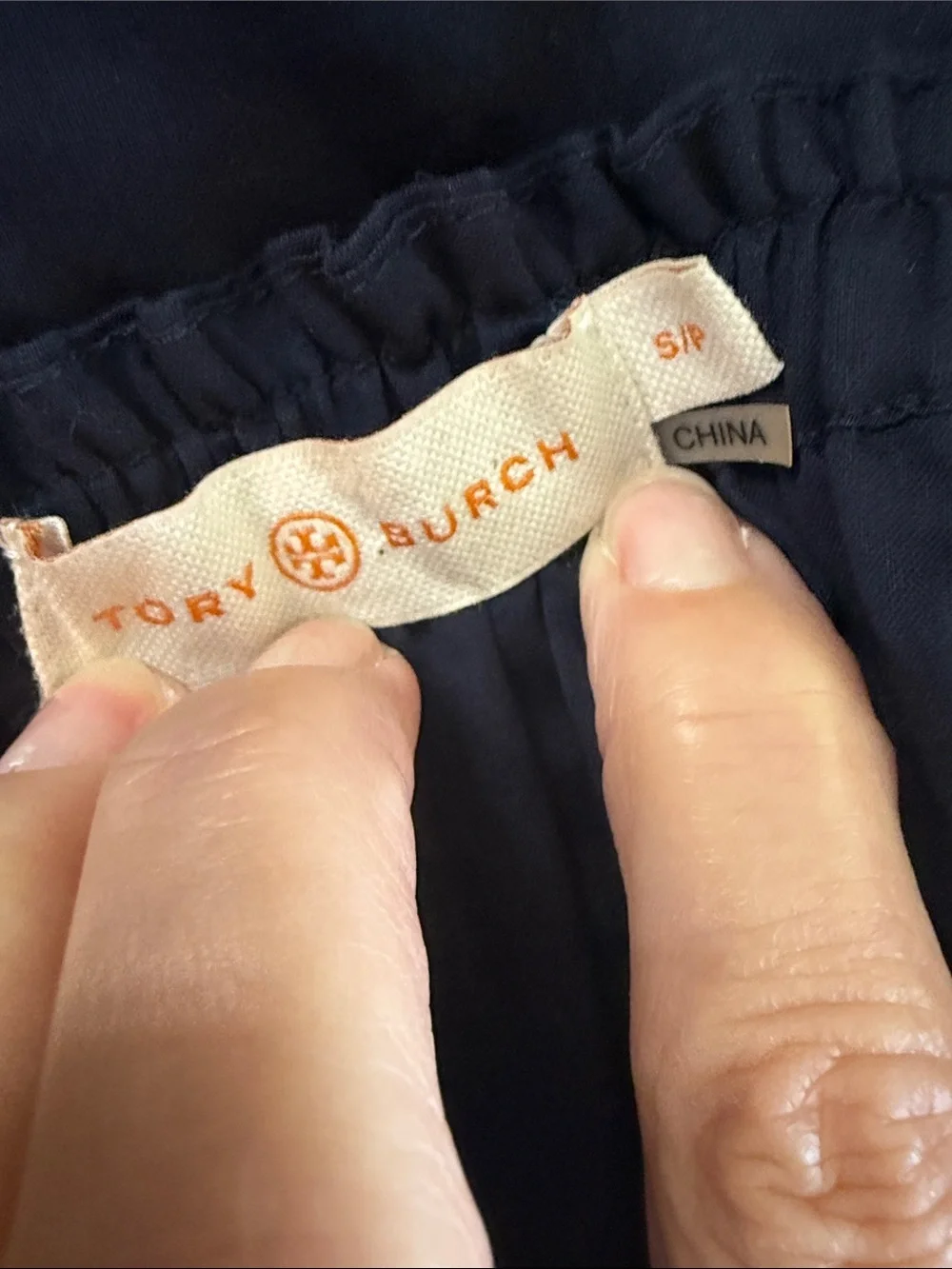 Tory Burch Embroidered On or Off Shoulder Peasant Tunic Dress Navy Size Small